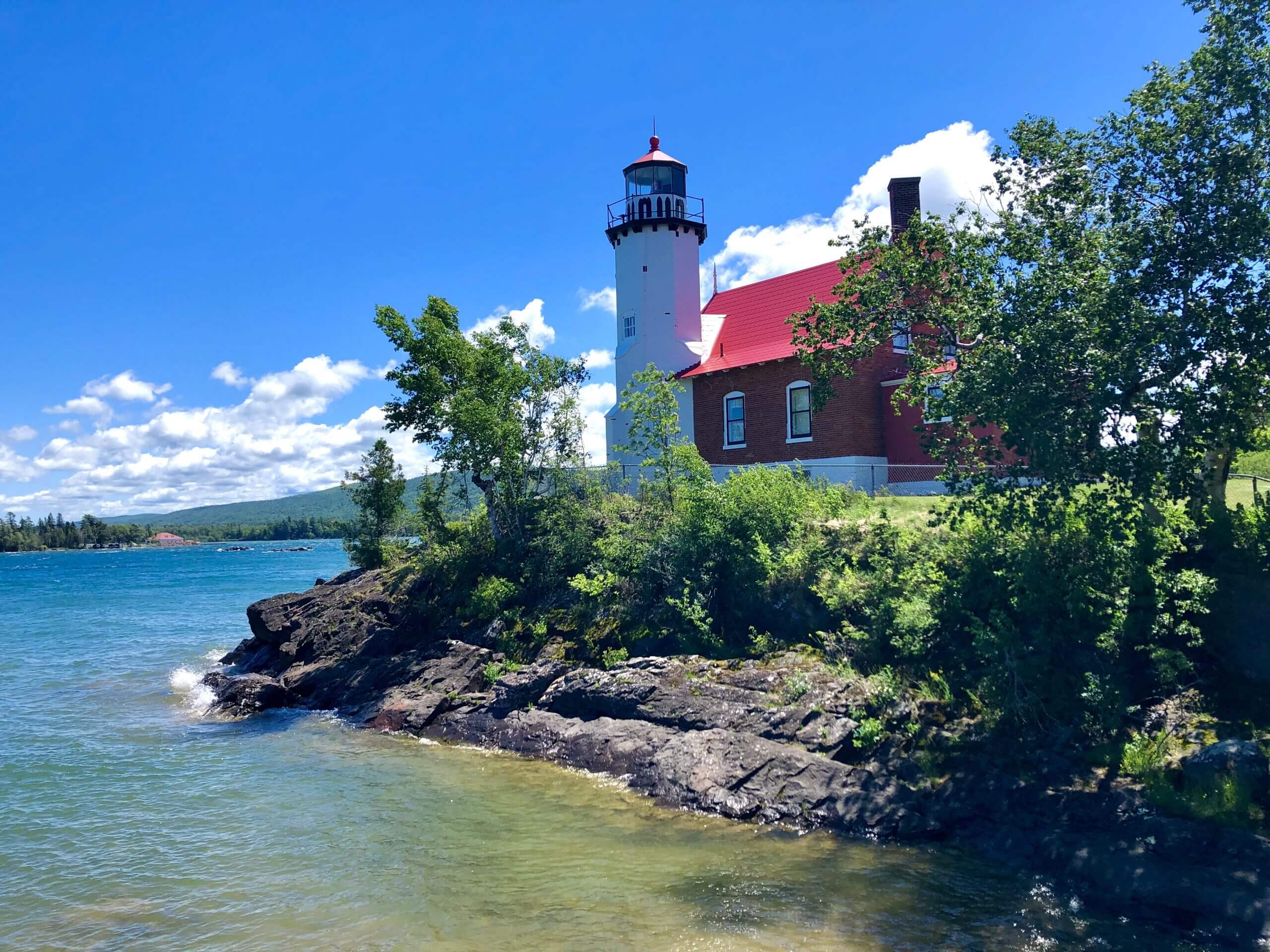 Vintage Michigan MI Lighthouse Postcard Ontonagon Lake Superior 