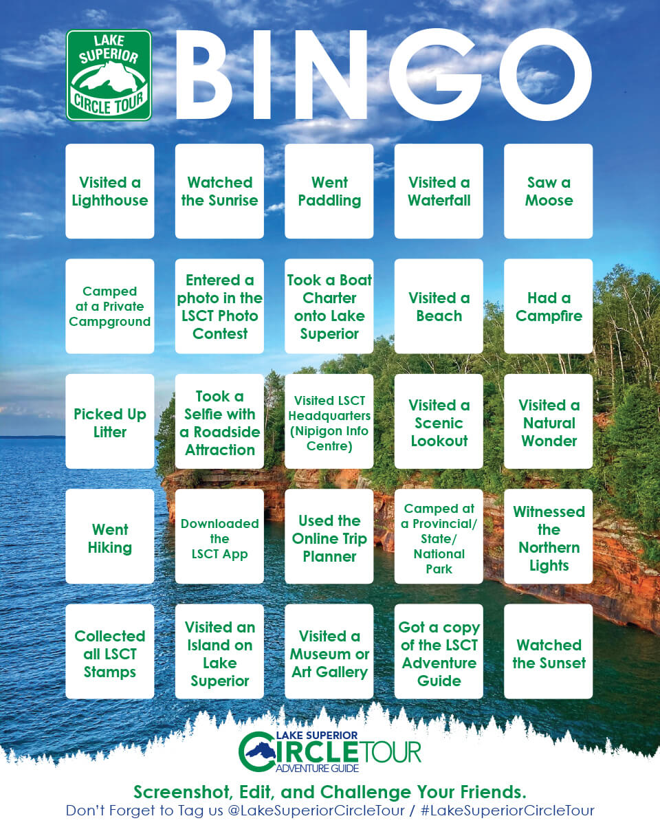 Lake Superior Circle Tour Bingo Card